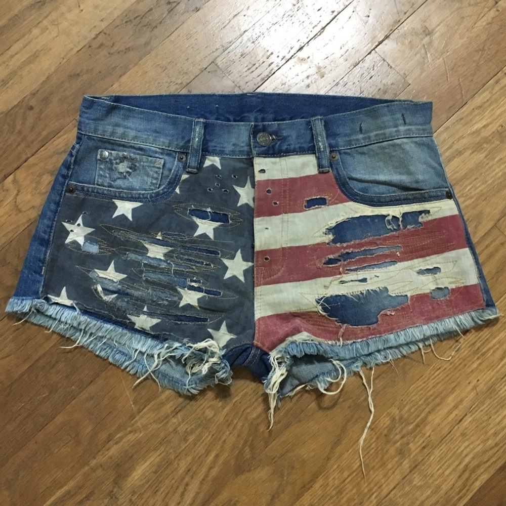 Ralph Lauren Distressed American Flag Shorts